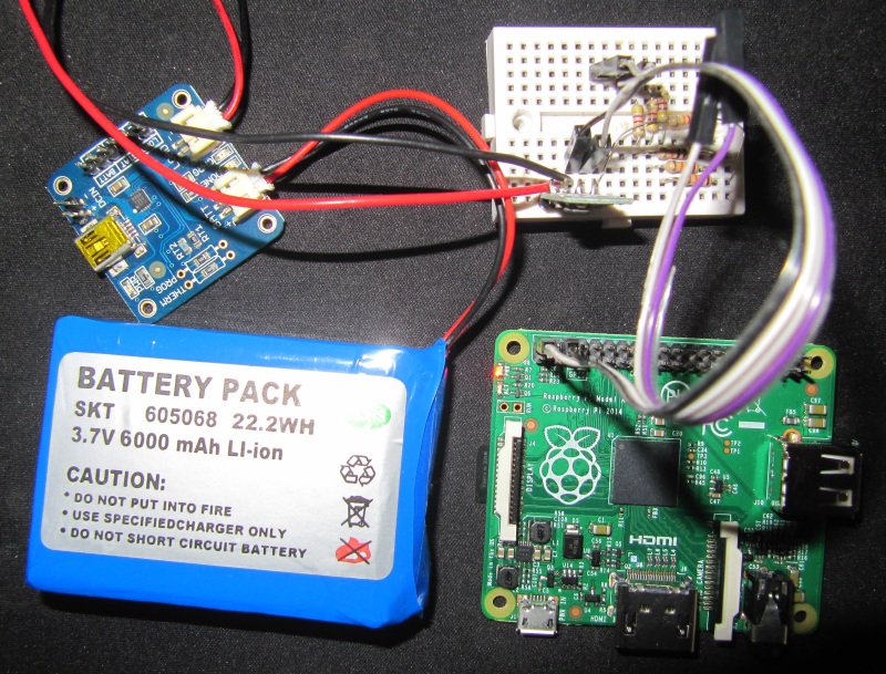 Raspberry pi A+ autonome avec batterie, chargeur et régulateur de tension